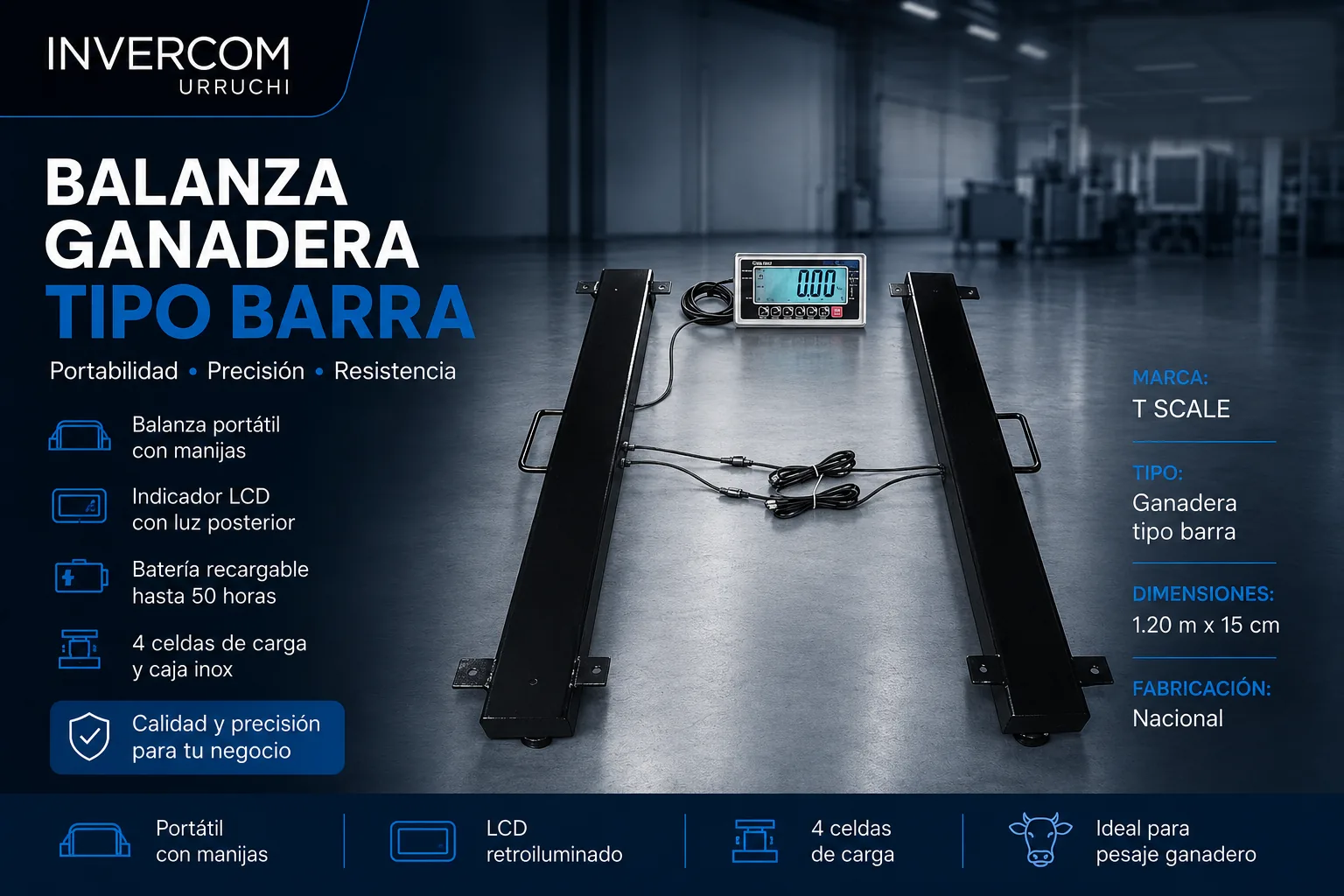 Balanza ganadera tipo barra T-Scale
