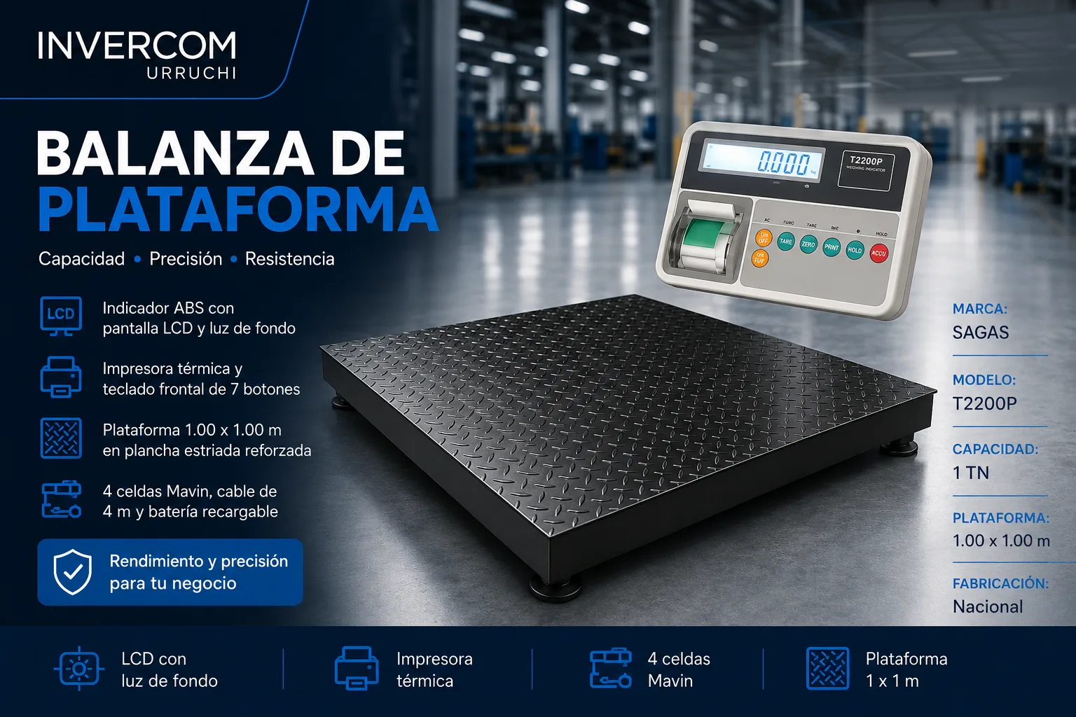 Balanza tipo rampa con impresora T2200P